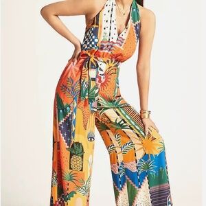 NWOT Farm Rio x Anthropologie HalterJumpsuit by Anthropologie SZ LARGE